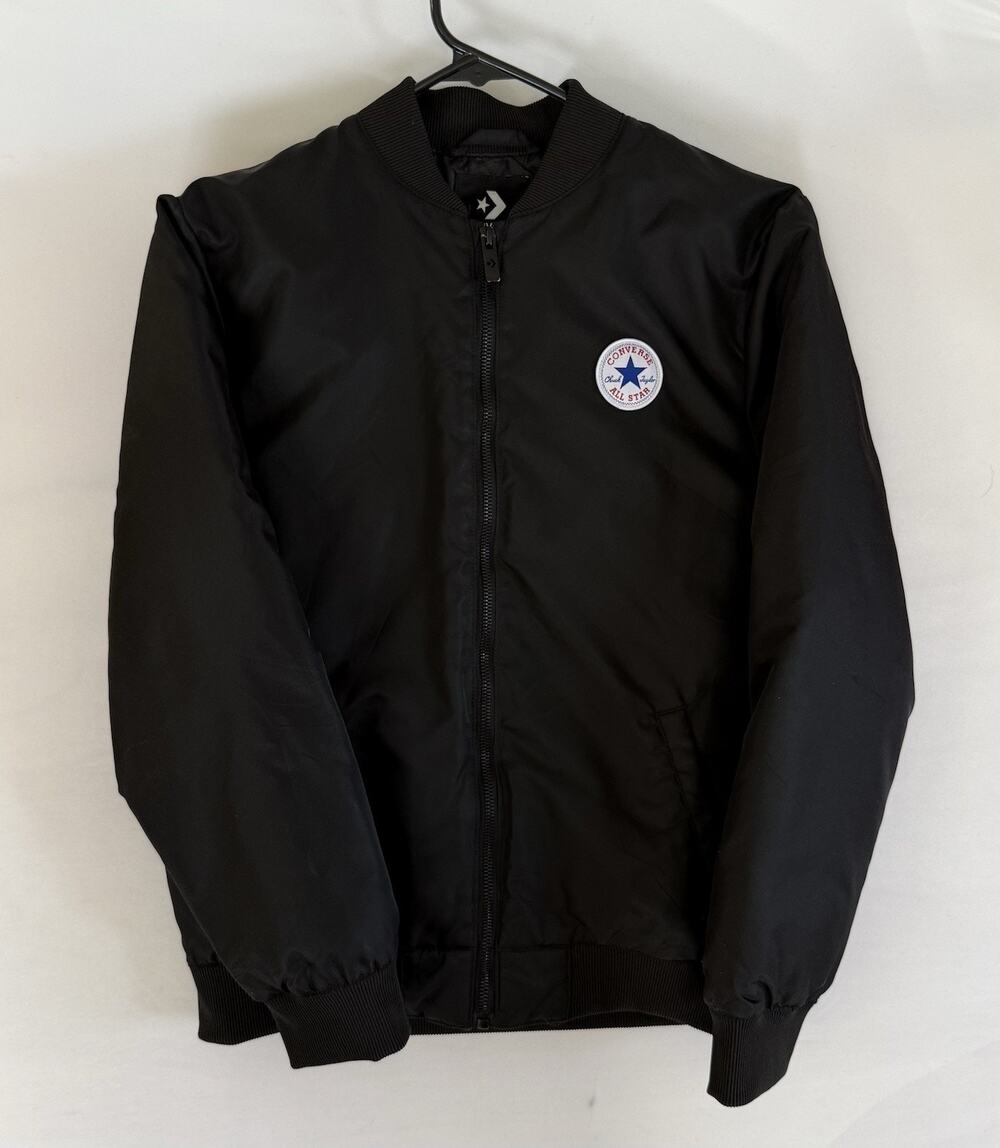 Converse All Star Black Bomber Jacket Youth L 12-13 A119